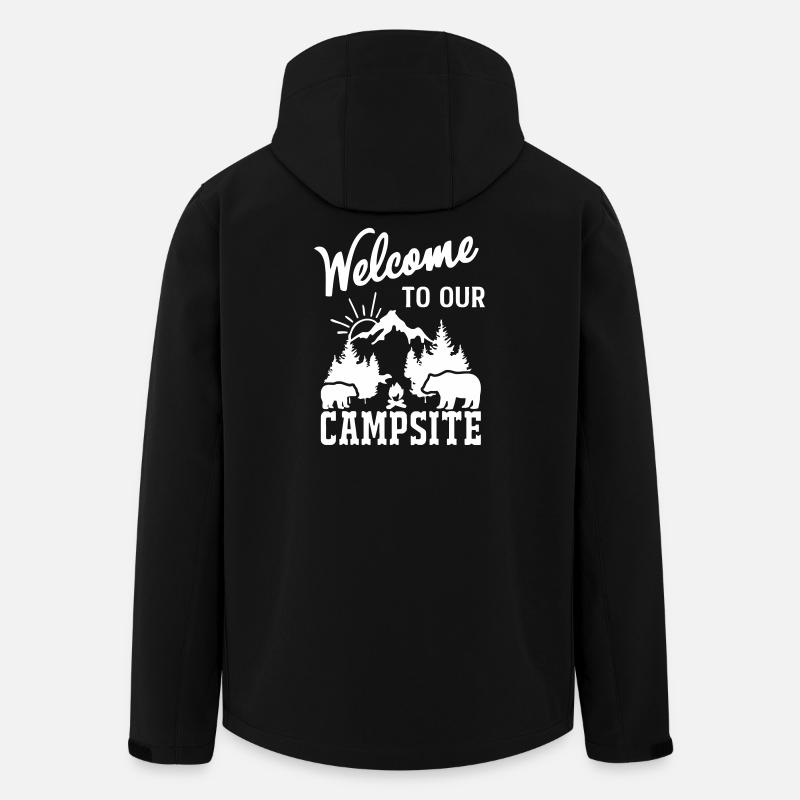 Mountain Nature Campfire Scene - Men’s Recycled Softshell Jacket by Stanley/Stella - black