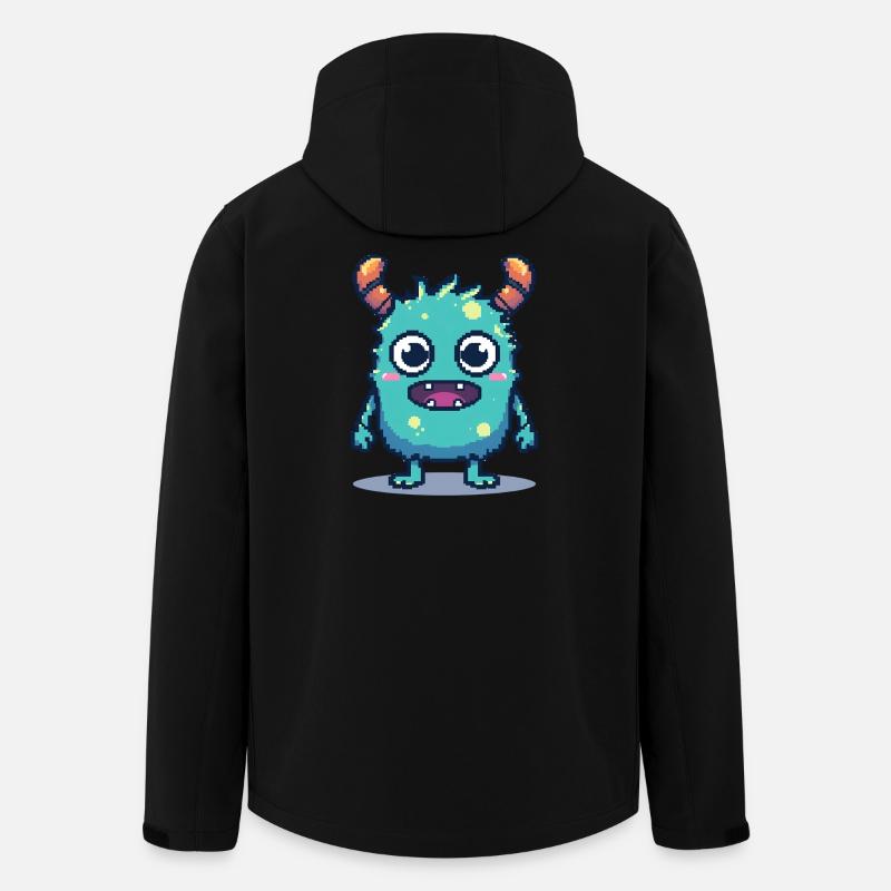 8-bit simpatico pixel monster stile retrò anni '90 - Giacca softshell uomo in poliestere riciclato di Stanley/Stella - nero