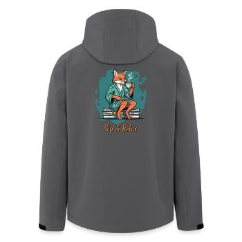 Fuchs Tee & Bücher Lounge - Recycelte Männer Softshell-Jacke von Stanley/Stella - Schwarz - Hinten - AI Model Male 185 light (185cm)