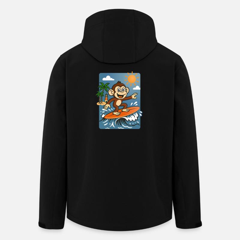 Surfing Monkey Cartoon – Sommer-Tropendesign - Recycelte Männer Softshell-Jacke von Stanley/Stella - Schwarz