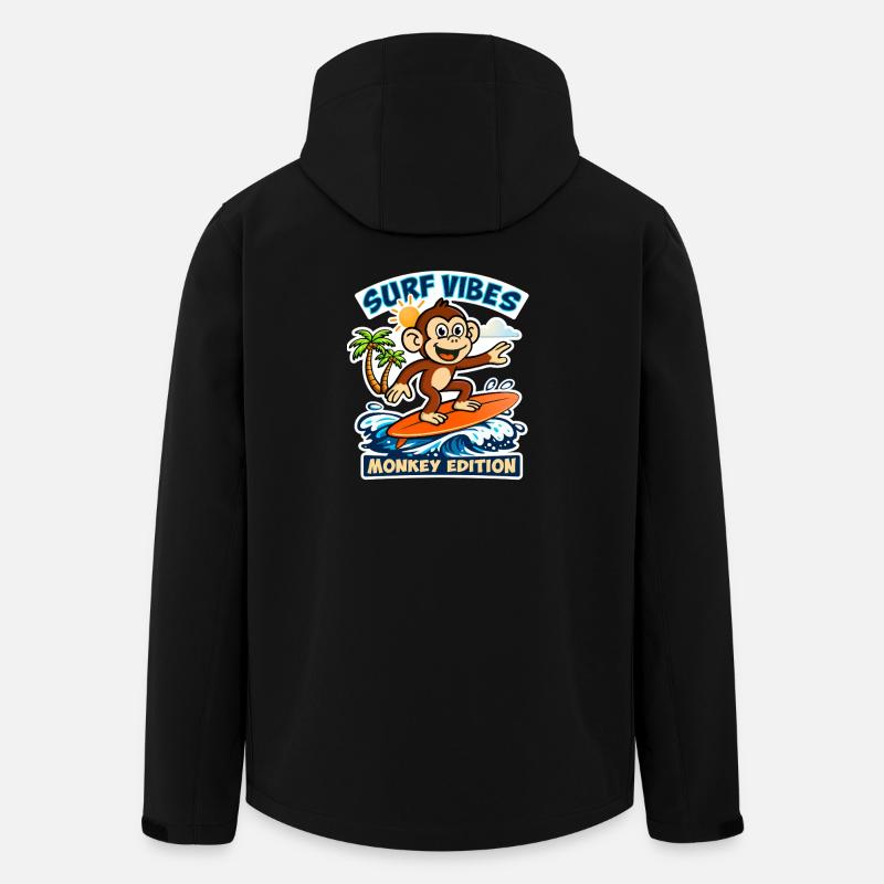 Surf-Vibes – Affen-Edition. - Recycelte Männer Softshell-Jacke von Stanley/Stella - Schwarz