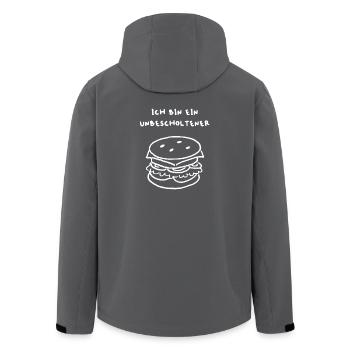 Burger Hamburger Cheeseburger cool Quote Office Humor - Men’s Recycled Softshell Jacket by Stanley/Stella - anthracite - Back - AI Model Male 185 light (185cm)