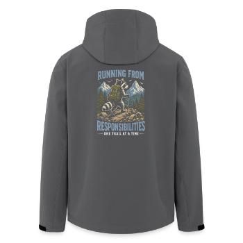 Vor den Verantwortlichkeiten davonlaufen – Ein Weg nach dem anderen - Recycelte Männer Softshell-Jacke von Stanley/Stella - Schwarz - Hinten - AI Model Male 185 light (185cm)