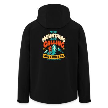 The Mountains Are Calling Hiking - Men’s Recycled Softshell Jacket by Stanley/Stella - black - Back - AI Model Male 185 light (185cm)