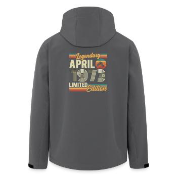 April 1973 53. Jubiläumsgeschenk – April 1973 - Recycelte Männer Softshell-Jacke von Stanley/Stella - Anthrazit - Hinten - AI Model Male 185 light (185cm)