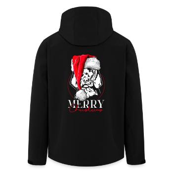 Santa Wirehaired Vizsla Merry Christmas Wilsigns - Men’s Recycled Softshell Jacket by Stanley/Stella - black - Back - AI Model Male 185 light (185cm)