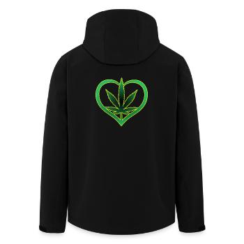 Herz mit Cannabisblatt - Weed - Marihuana - Hanf - Recycelte Männer Softshell-Jacke von Stanley/Stella - Schwarz - Hinten - AI Model Male 185 light (185cm)