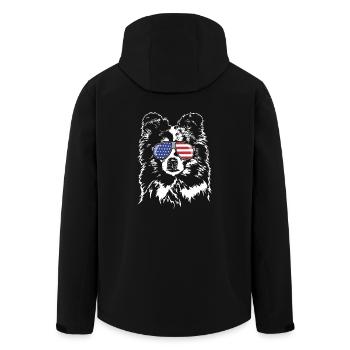 Shetland Sheepdog America Flag Dogs Wilsigns - Veste softshell homme en polyester recyclé Stanley/Stella - noir - Dos - AI Model Male 185 light (185cm)