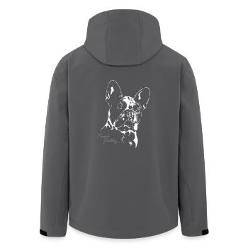 BULLDOG FRANÇAIS Portrait des chiens Frenchie de Wilsign - Veste softshell homme en polyester recyclé Stanley/Stella - noir - Dos - AI Model Male 185 light (185cm)