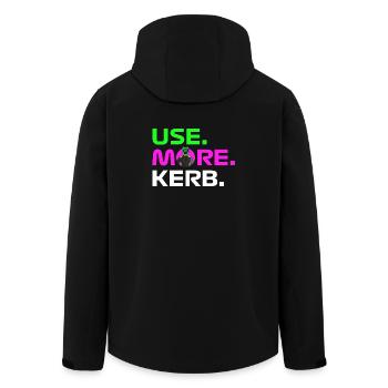 USE. MORE. KERB. - Men’s Recycled Softshell Jacket by Stanley/Stella - black - Back - AI Model Male 185 light (185cm)