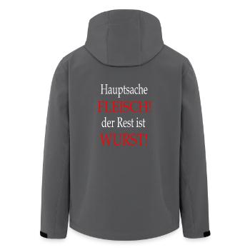 Hauptsache Fleisch - T-Shirt Sprüche - Recycelte Männer Softshell-Jacke von Stanley/Stella - Schwarz - Hinten - AI Model Male 185 light (185cm)