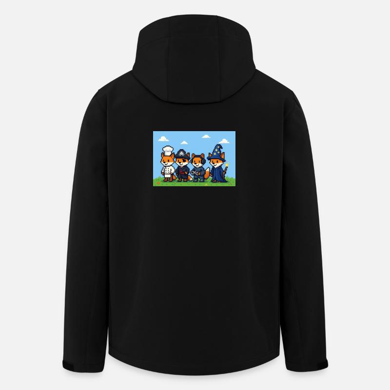 Pixelart Fuchsgruppe in Fantasiewelt - Recycelte Männer Softshell-Jacke von Stanley/Stella - Schwarz