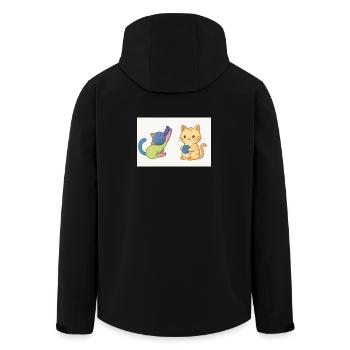 Verspieltes Duo aus Kätzchen und Garn - Recycelte Männer Softshell-Jacke von Stanley/Stella - Schwarz - Hinten - AI Model Male 185 light (185cm)