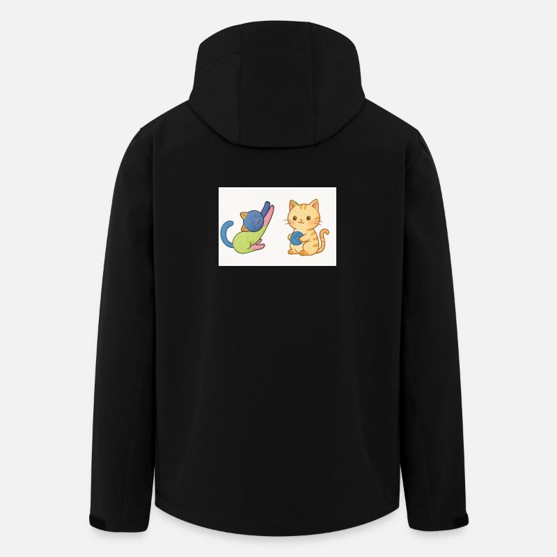 Playful Kitty and Yarn Duo - Men’s Recycled Softshell Jacket by Stanley/Stella - black