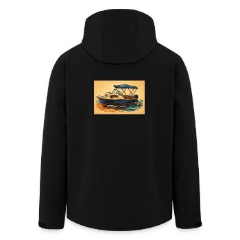Ambiance de vacances en bateau à moteur - Veste softshell homme en polyester recyclé Stanley/Stella - noir - Dos - AI Model Male 185 light (185cm)