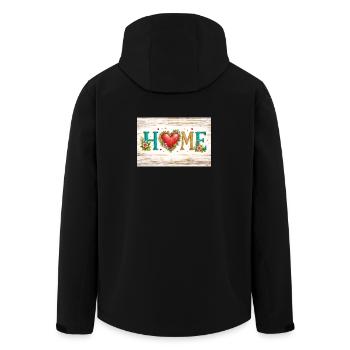 Heart flowers HOME letters - Men’s Recycled Softshell Jacket by Stanley/Stella - black - Back - AI Model Male 185 light (185cm)