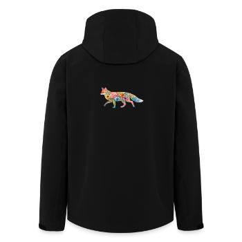 Fuchs Aquarell Silhouette Blumen - Recycelte Männer Softshell-Jacke von Stanley/Stella - Schwarz - Hinten - AI Model Male 185 light (185cm)