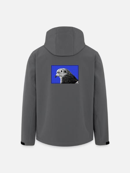 Pigeon Portrait on Electric Blue - Men’s Recycled Softshell Jacket by Stanley/Stella - black