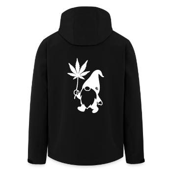 Lustiger Zwerg/Wichtel mit Hanfblatt-Ballon - Recycelte Männer Softshell-Jacke von Stanley/Stella - Schwarz - Hinten - AI Model Male 185 light (185cm)