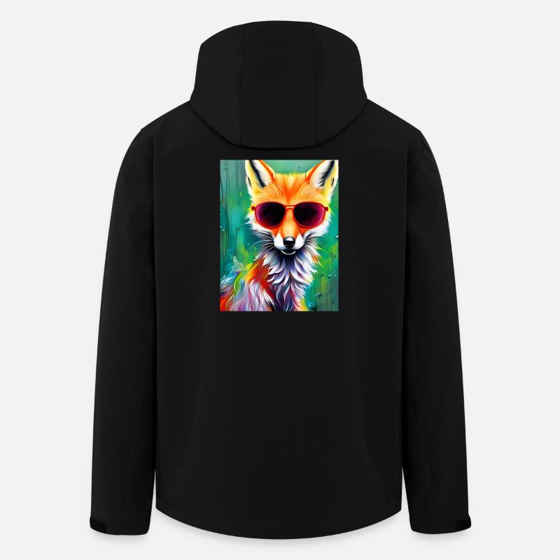Neonfuchs mit roter Sonnenbrille - Recycelte Männer Softshell-Jacke von Stanley/Stella - Schwarz