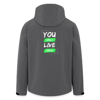 YOLO - You Only Live Once / ONE LIVE - Recycelte Männer Softshell-Jacke von Stanley/Stella - Schwarz - Hinten - AI Model Male 185 light (185cm)