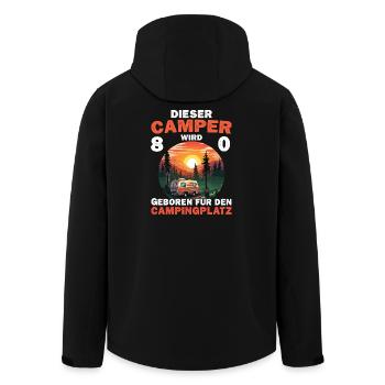 80 Geburtstag Camping Wohnmobil Camper Spruch - Recycelte Männer Softshell-Jacke von Stanley/Stella - Schwarz - Hinten - AI Model Male 185 light (185cm)
