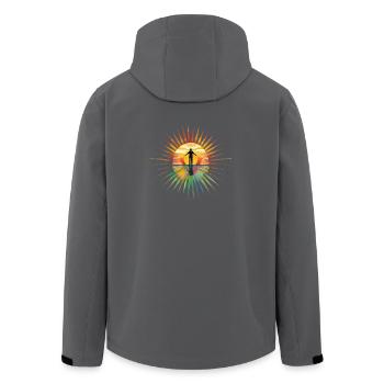 Stilvoll strahlen mit dem Regenbogenstern - Recycelte Männer Softshell-Jacke von Stanley/Stella - Schwarz - Hinten - AI Model Male 185 light (185cm)