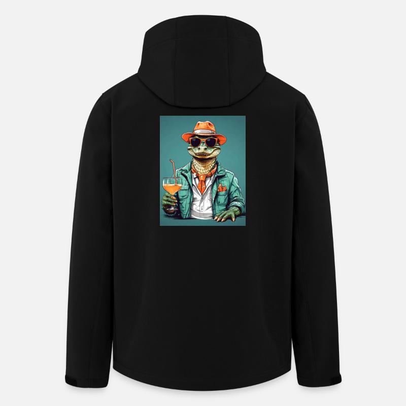Cooler Alligator mit Cocktail - Recycelte Männer Softshell-Jacke von Stanley/Stella - Schwarz