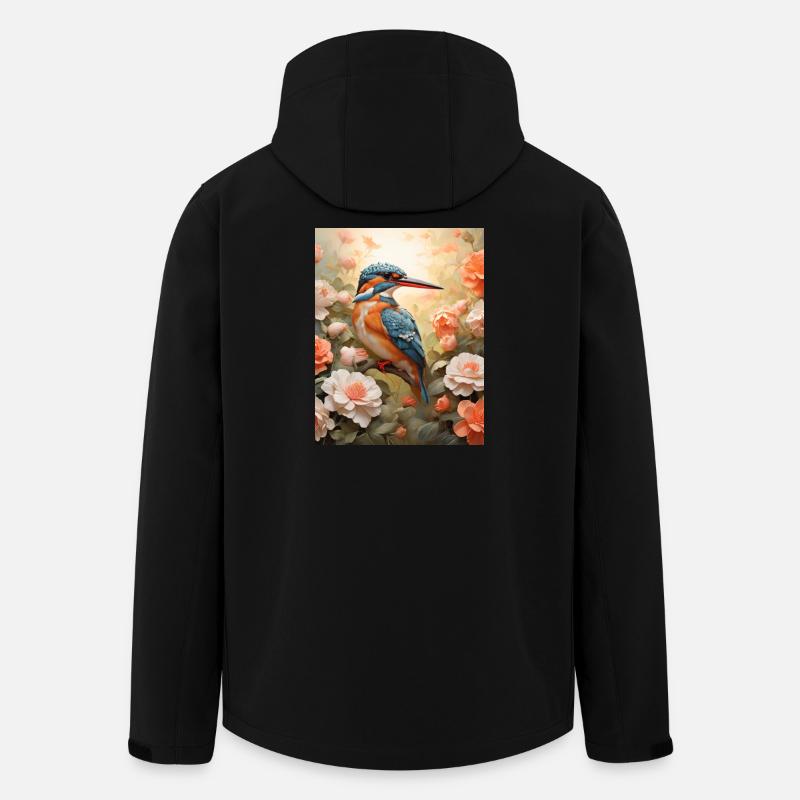 Eisvogel im Blütenmeer - Recycelte Männer Softshell-Jacke von Stanley/Stella - Schwarz