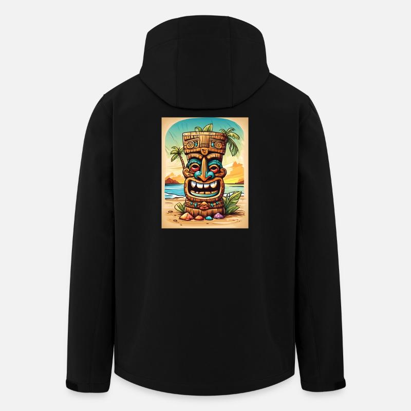 Tiki Statue cartoon - Recycelte Männer Softshell-Jacke Discoverer von Stanley/Stella - Schwarz