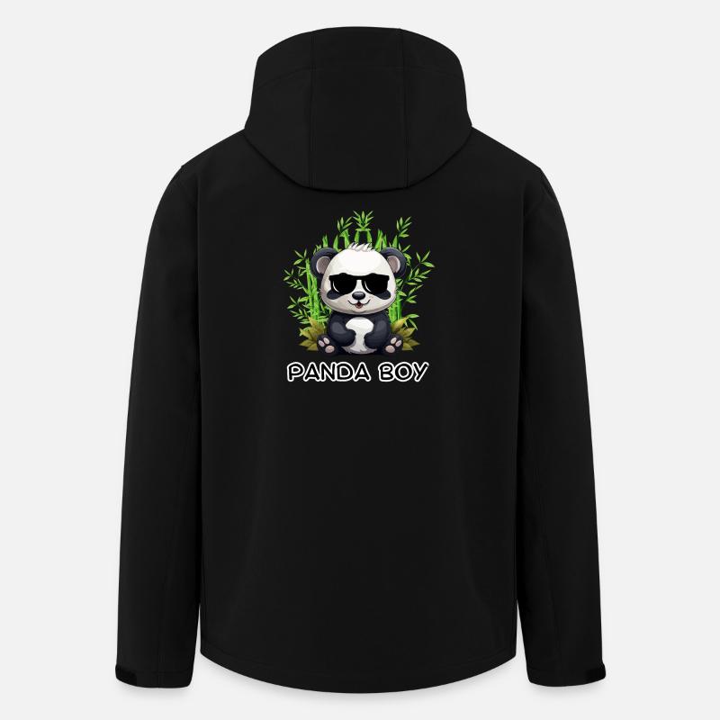 Panda Boy: Panda Design mit Brille - Recycelte Männer Softshell-Jacke von Stanley/Stella - Schwarz