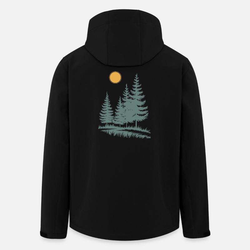 Sonnenbeschienene Kiefern-Silhouette - Recycelte Männer Softshell-Jacke von Stanley/Stella - Schwarz