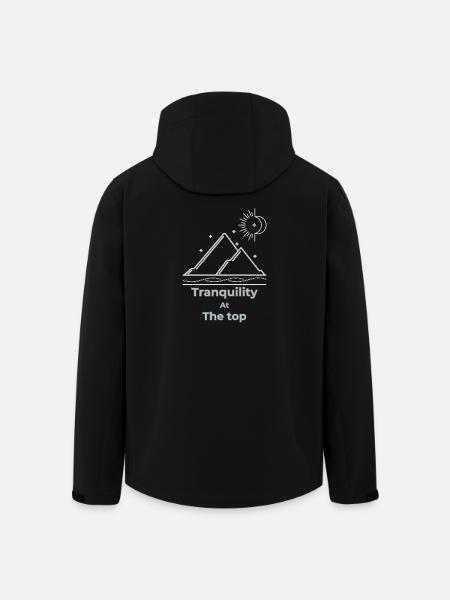 Tranquillité au sommet slow living - Veste softshell homme en polyester recyclé Stanley/Stella - noir