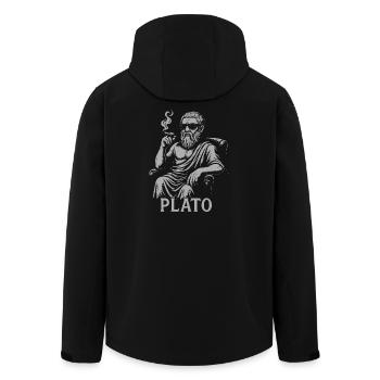 Platon, der antike Philosoph, als Hipster - Recycelte Männer Softshell-Jacke von Stanley/Stella - Schwarz - Hinten - AI Model Male 185 light (185cm)