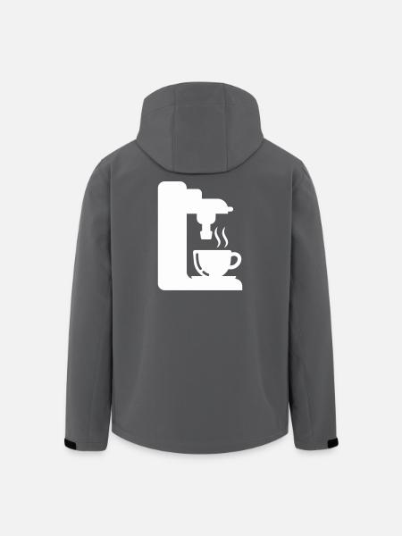 Espresso Machine Outline Coffee Illustration - Men’s Recycled Softshell Jacket by Stanley/Stella - black