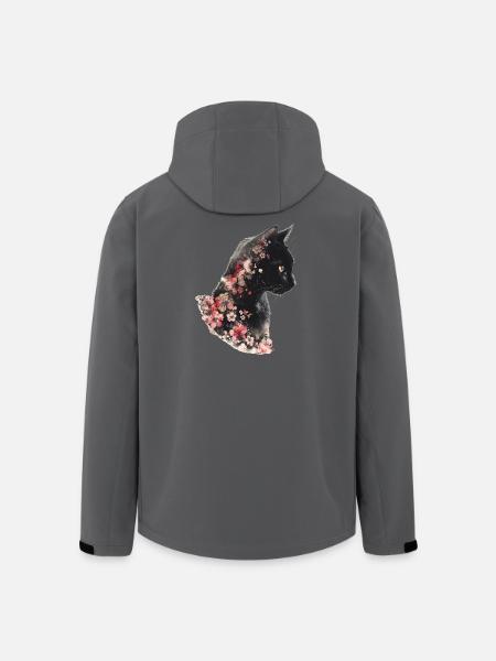 Katze Blumen - Recycelte Männer Softshell-Jacke von Stanley/Stella - Schwarz
