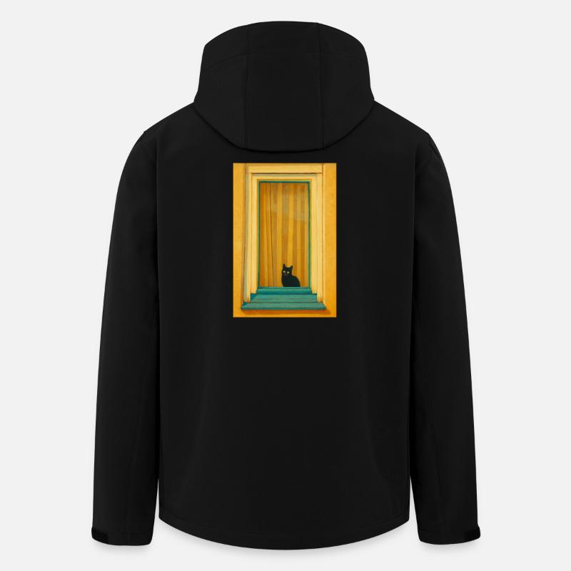 Cat in Turquoise Window Frame - Men’s Recycled Softshell Jacket by Stanley/Stella - black