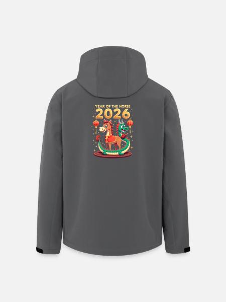 Nouvel An chinois du cheval 2026 - Veste softshell homme en polyester recyclé Stanley/Stella - noir