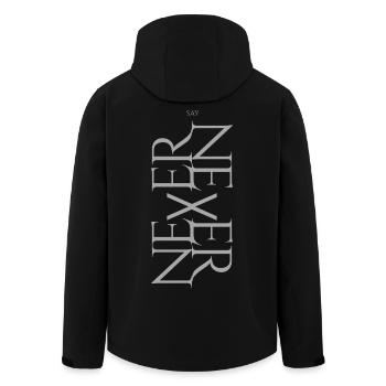 NEVER SAY NEVER – Statement Design - Men’s Recycled Softshell Jacket by Stanley/Stella - black - Back - AI Model Male 185 light (185cm)