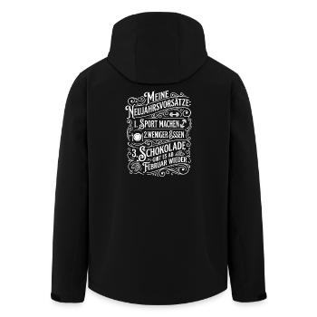 New Year's Resolutions Humor: Sports & Chocolate - Men’s Recycled Softshell Jacket by Stanley/Stella - black - Back - AI Model Male 185 light (185cm)