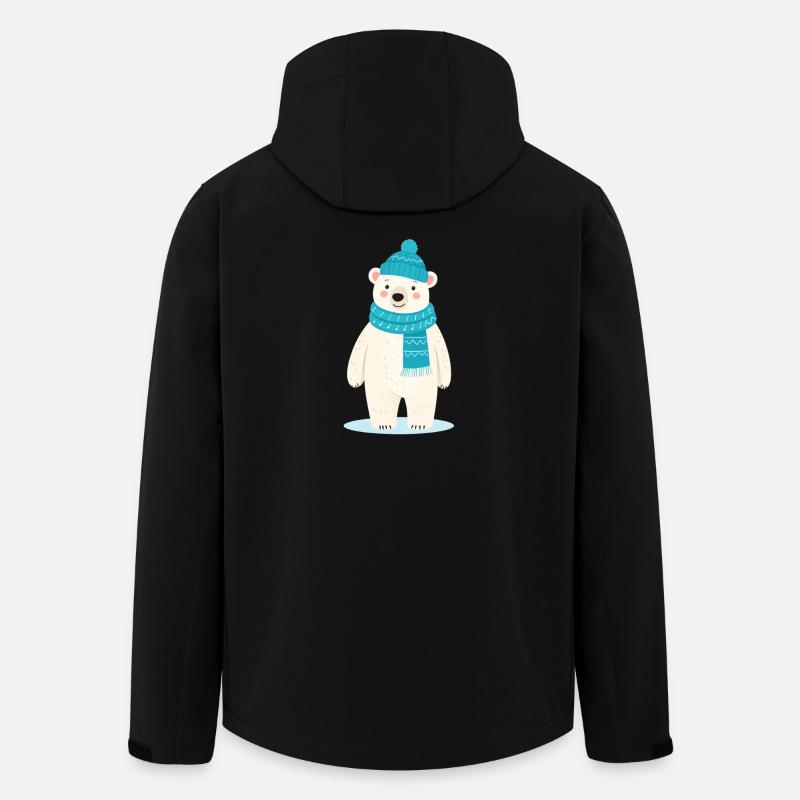 Niedlicher Eisbär mit Mütze und Schal - Recycelte Männer Softshell-Jacke von Stanley/Stella - Schwarz