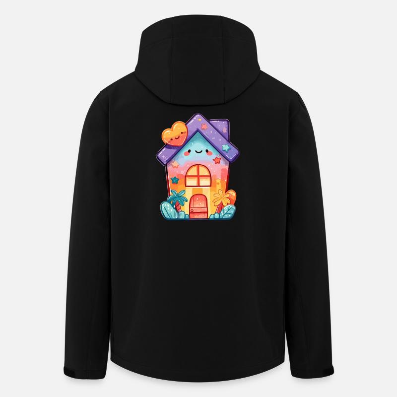 Pastellkawaii Häuschen Design - Recycelte Männer Softshell-Jacke von Stanley/Stella - Schwarz