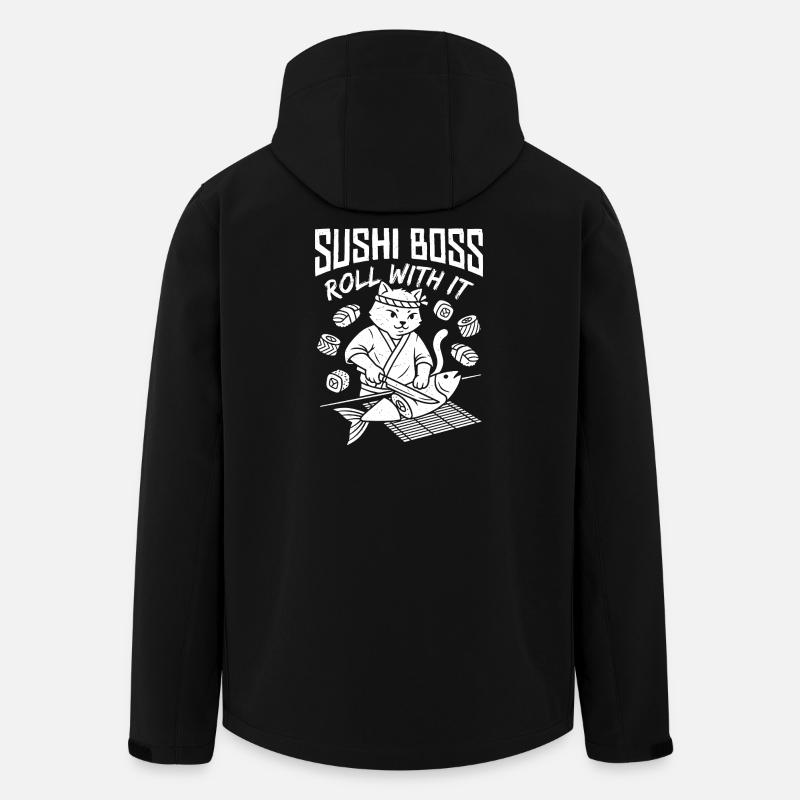 Sushi Cat – Roulez avec ça Cat - Veste softshell homme en polyester recyclé Stanley/Stella - noir