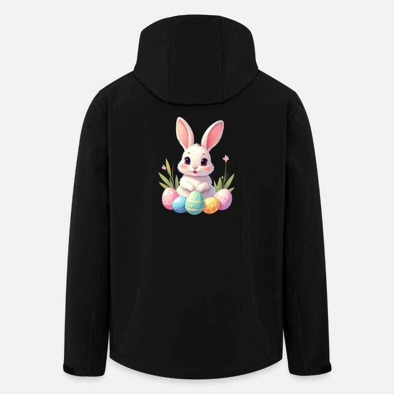 Lapin de Pâques avec des œufs pastel - Veste softshell homme en polyester recyclé Stanley/Stella - noir