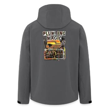 Plombier Rétro Vintage - Veste softshell homme en polyester recyclé Stanley/Stella - noir - Dos - AI Model Male 185 light (185cm)