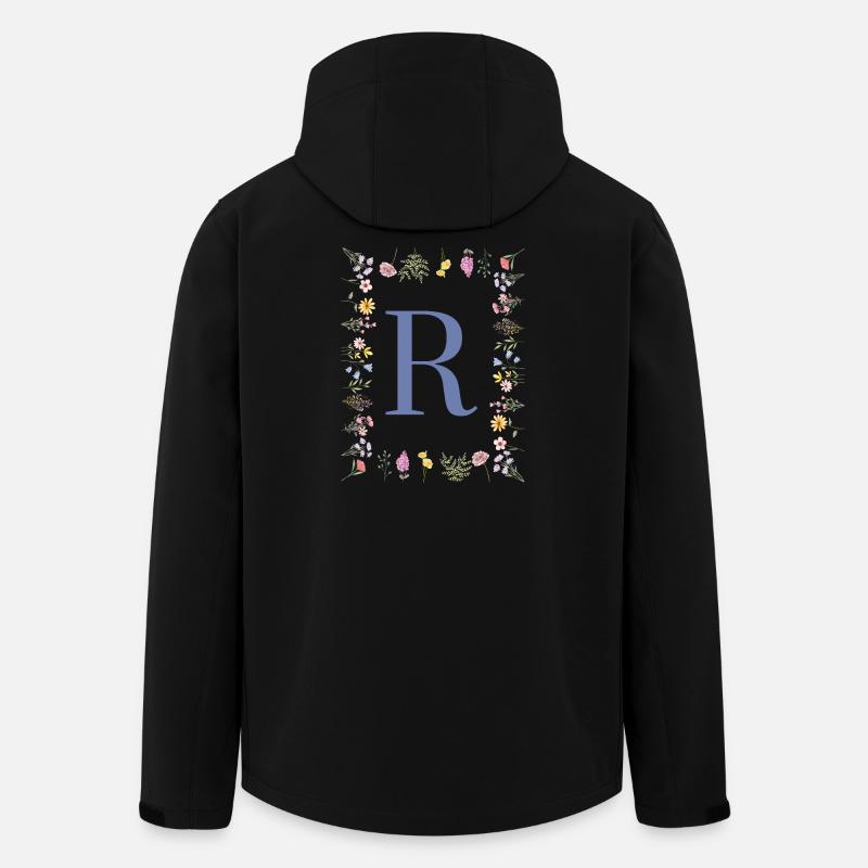 Floral Initials "R", Letters Monogram - Men’s Recycled Softshell Jacket by Stanley/Stella - black