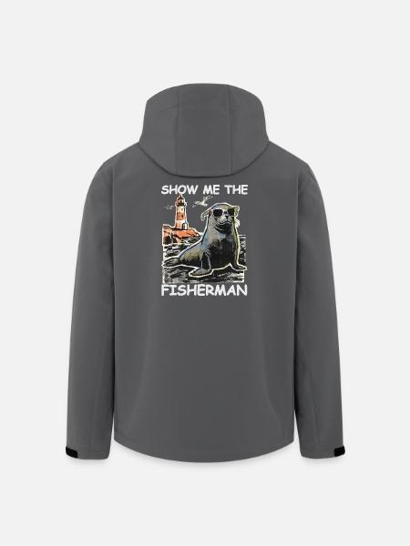 Lustiger Seehund Sucht Fisch - Recycelte Männer Softshell-Jacke von Stanley/Stella - Schwarz