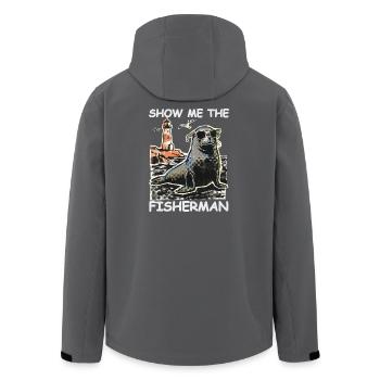 Funny seal looking for fish - Men’s Recycled Softshell Jacket by Stanley/Stella - anthracite - Back - AI Model Male 185 light (185cm)