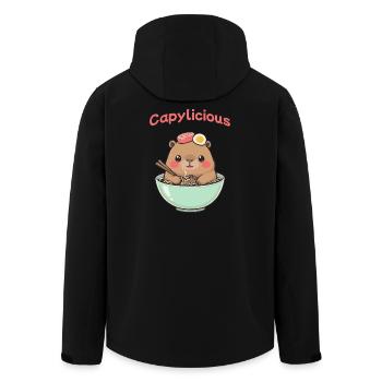 Capybara Ramen Pink – Kawaii Cute Food Shirt - Recycelte Männer Softshell-Jacke von Stanley/Stella - Schwarz - Hinten - AI Model Male 185 light (185cm)