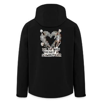Freiheit und Schwarzpulver Pyro - Recycelte Männer Softshell-Jacke von Stanley/Stella - Schwarz - Hinten - AI Model Male 185 light (185cm)